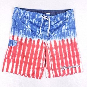 Budweiser Board Shorts Men 36 Patriotic Americana Swim Trunks Beer Promo